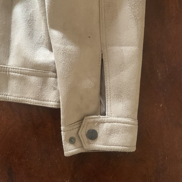 R.D.G. Reportage Faux Suede Jacket Medium Beige Zip Moto Style Made in Italy - Picture 9 of 16